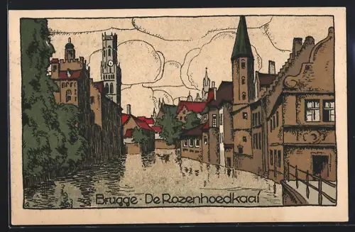 Künstler-AK Brugge, De Rozenhoedkaai