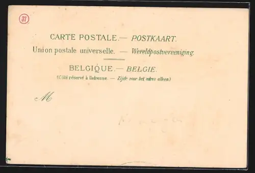 Lithographie Anvers, Place et Monument Leopold Ier, Grand Bassin, Maison Charles-Quint