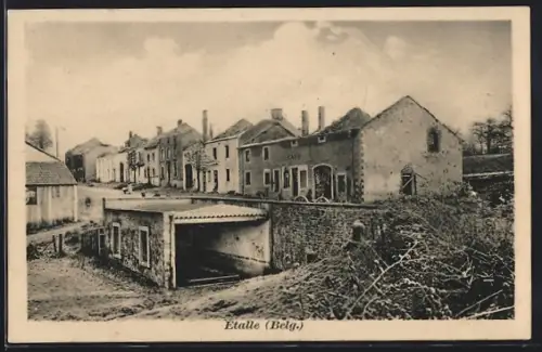 AK Etalle, Teilansicht der Ortschaft, zerstörte Gebäude