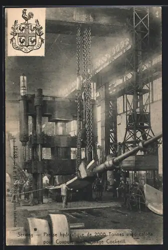 AK Seraing, Presse hydraulique de 2000 Tonnes avec calotte pour Coupole au Martelage Cockerill