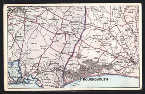 AK Bournemouth, Topographical map of Bournemouth and environments