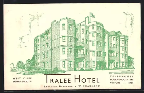 Künstler-AK Bournemouth, Tralee Hotel, West Cliff, Director W. Sharland