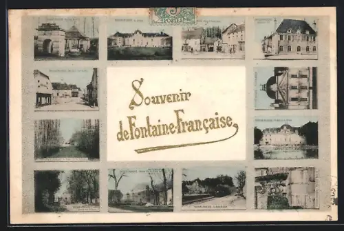 AK Fontaine-Francaise, Le Chateau, L`Hotel de Ville, La route de Dijon
