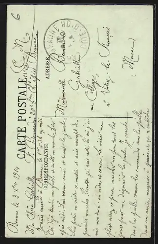 AK Beaune, La Statue Gaspard Monge et le Beffroi