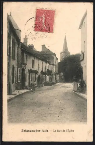 AK Baigneux-les-Juifs, La Rue de l`Église