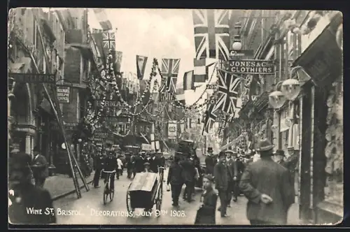 AK Bristol, Wine St., Decorations, July 9th 1908