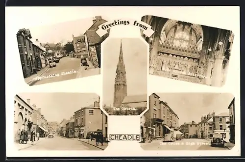 AK Cheadle, The Church, The Cross and High Street, R. C. Church Interior