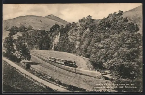 AK Darfur Crags /Manifold Valley, View of the North Staffordshire Railway, passing train