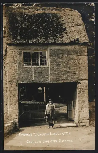 AK Long Compton, Entrance to Church, Cobblers Shop over Gateway