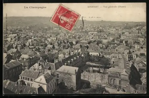 AK Épernay, La Champagne, Vue générale Ouest