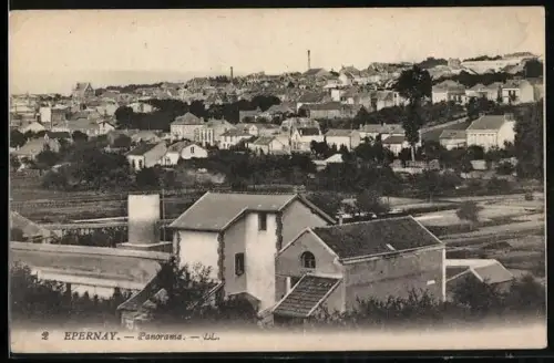 AK Épernay, Panorama mit Bäumen