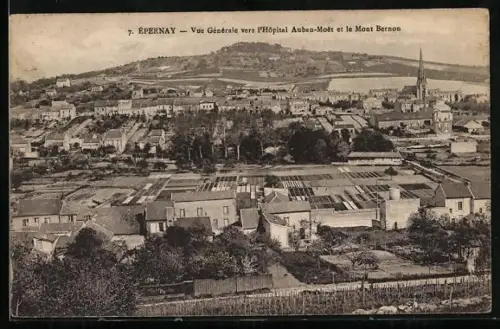 AK Épernay, Vue Générale vers l`Hôpital Auban-Moet et le Mont Bernon