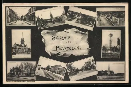 AK Mourmelon, Collage mit verschiedenen Ansichtskartenmotiven