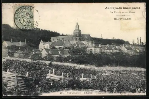 AK Hautvillers /Marne, Au Pays du Champagne, Vue Générale, L`Église