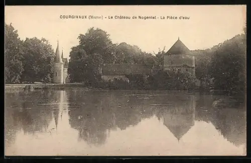 AK Courgivaux /Marne, Le Château de Nogentel, La Pièce d`eau