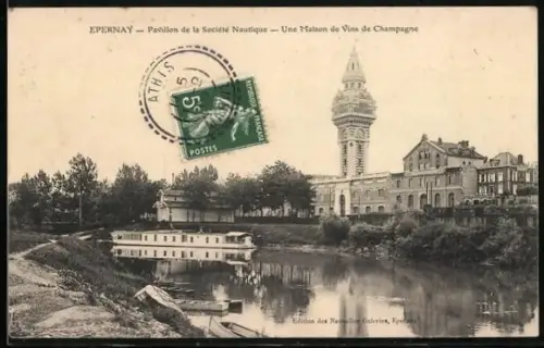 AK Épernay, Pavillon de la Société Nautique, Une Maison de Vins de Champagne