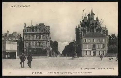 AK Épernay /Champagne, Place de la République, Rue du Commerce