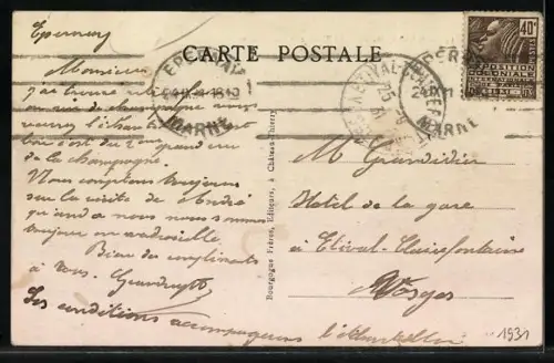 AK Épernay /Marne, Le Théâtre et Place Thiers