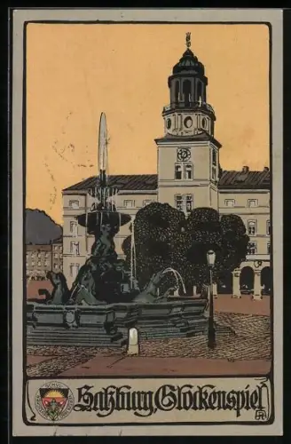 AK Deutscher Schulverein NR 314: Salzburg, Glockenspiel mit Brunnen