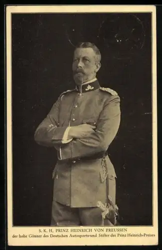 AK Prinz Heinrich von Preussen in Uniform, Gönner des Dt. Autosports & Stifter des Prinz Heinrich-Preises