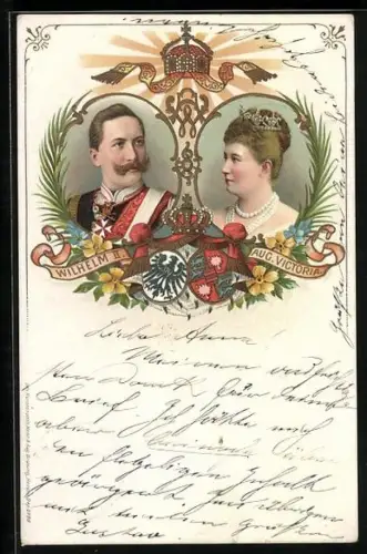 Lithographie Kaiser Wilhelm II. und Kaiserin Auguste Victoria