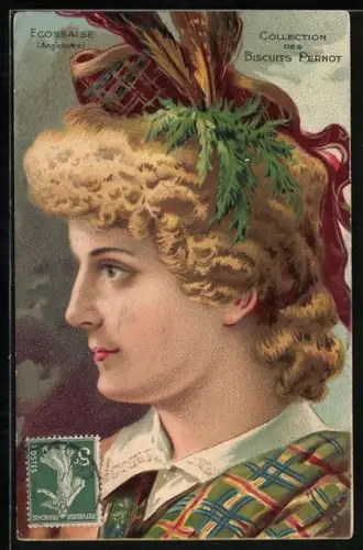 Künstler-AK Porträt einer Frau im Jugendstil, Collection des Biscuits Pernot