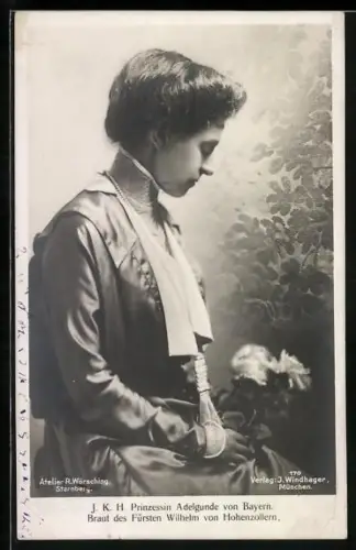 AK Prinzessin Adelgunde von Bayern, Braut des Fürsten Wilhelm von Hohenzollern