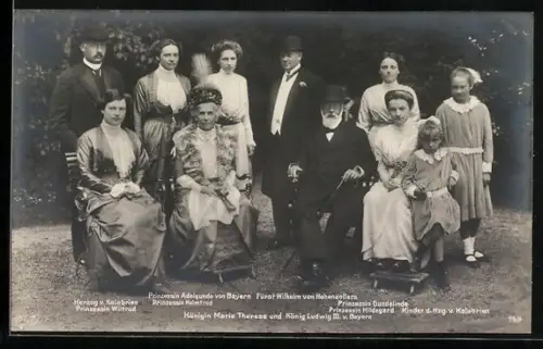 AK König Ludwig III., Herzog v. Kalabrien, Prinzessin Wiltrud, Prinzessin Gundelinde, Prinzessin Hildegard