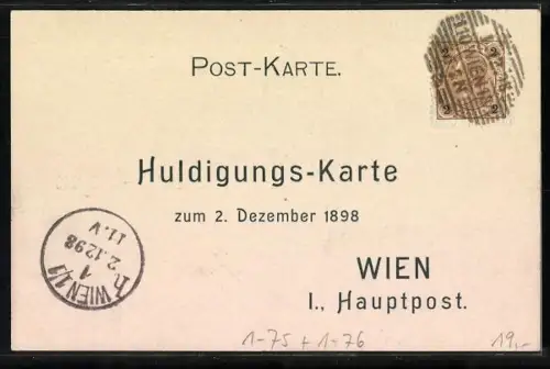 AK Ehrfurchtsvollen Huldigungs-Ferngruss, Kaiser Franz Josef I.