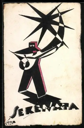 Künstler-AK Handgemalt sign. Camellini: Futurismus, abstrakte Figur und geometrische Formen