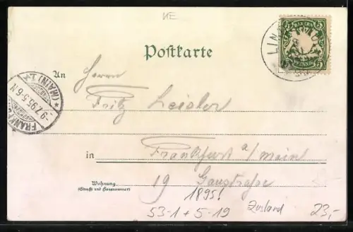 Vorläufer-Lithographie Schloss Linderhof, 1895, Hauptfassade, Schloss-Restauration