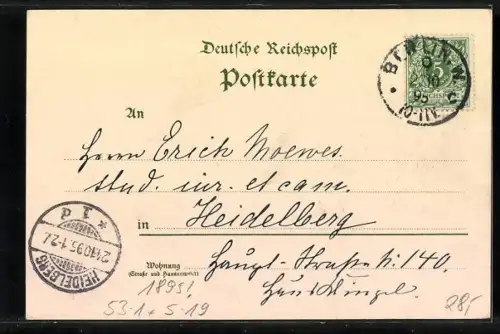 Vorläufer-Lithographie Berlin, 1895, Königliches Schloss mit Kutschen