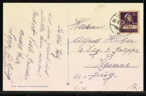 AK Bellinzona, Bahnhof mit Vorplatz