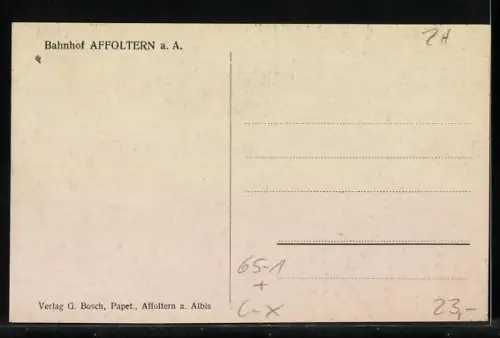 AK Affoltern, a. A., Motiv vom Bahnhof und Hotel Löwen