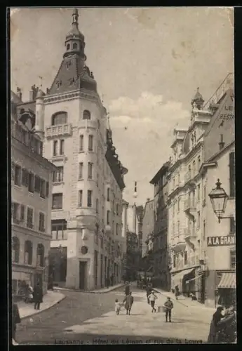 AK Lausanne, Hotel du Léman et rue de la Louve