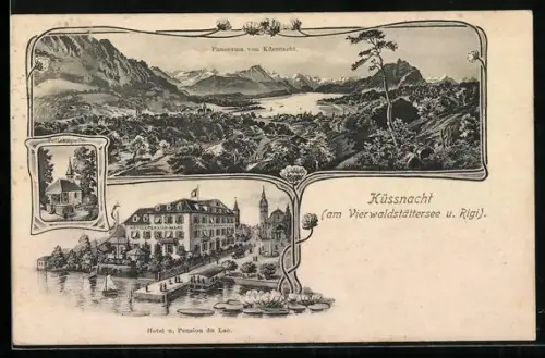 AK Küssnacht a. Vierwaldstättersee, Panorama mit Hotel du Lac
