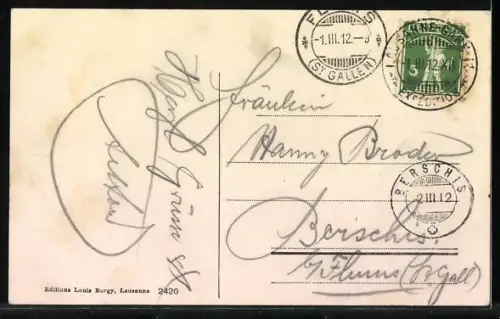 AK Lausanne, L`Avenue Ruchonnet, Strassenbahn