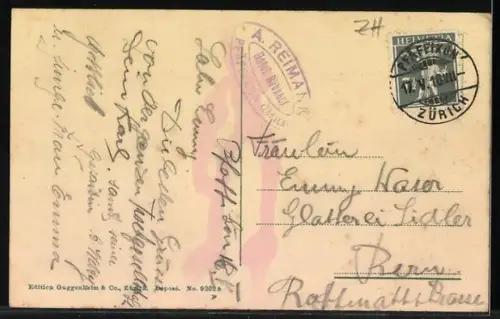 AK Pfäffikon /Zürich, Hotel Bahnhof, Bes. A. Reimann, Ortspanorama