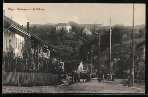 AK Elgg, Untergasse mit Schloss