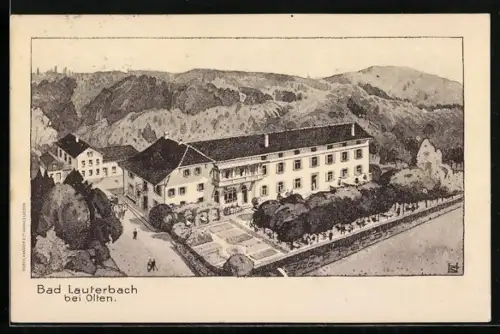 Künstler-AK Olten, Bad Lauterbach, Hotel mit Strassenpartie