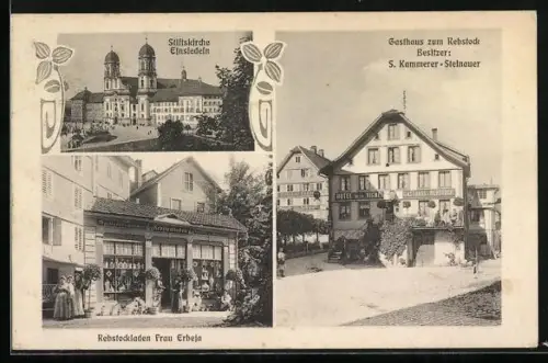 AK Einsiedeln, Gasthaus zum Rebstock, Bes. S. Kammerer-Steinauer, Rebstockladen Frau Erbeja