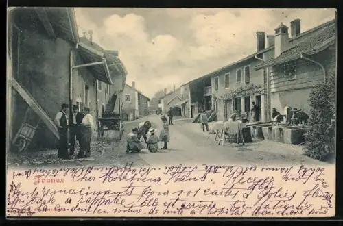 AK Founex, Strassenpartie mit Handwerkern