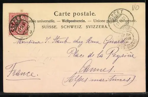 AK Founex, Strassenpartie mit Handwerkern