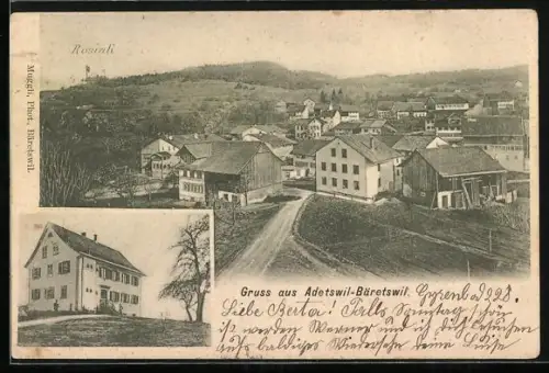 AK Adetswil-Bäretswil, Ortsansicht mit Rosinli