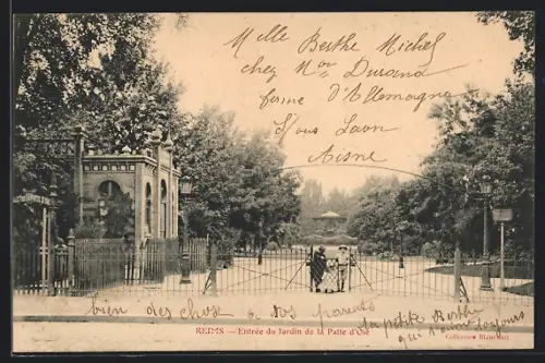 AK Reims, Entrée du Jardin de la Patte d`Oie