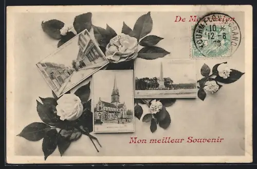 AK Mourmelon, l'Eglise, Une Rue, Monument