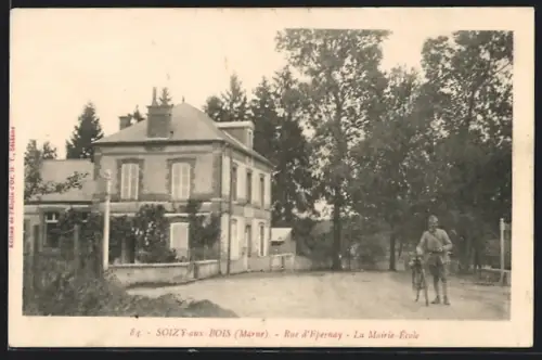 AK Soizy-aux-Bois /Marne, Rue d`Epernay, La Mairie-École