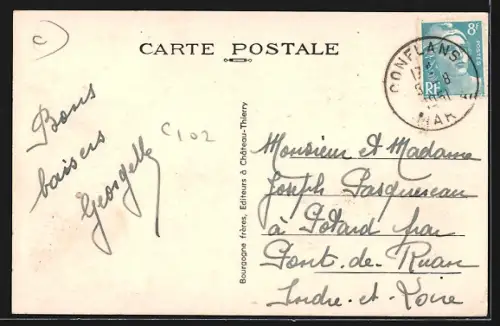 AK Conflans-sur-Seine, la Seine en amont des Ponts