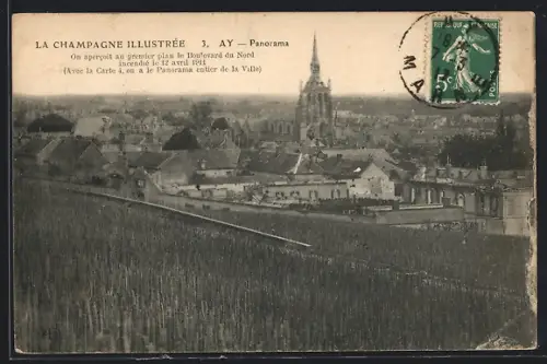 AK Ay, Panorama avec le Boulevard du Nord après l`incendie du 12 avril 1911
