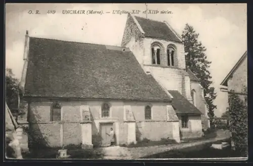 AK Unchair /Marne, L`Église XIIe et XIIIe siècles